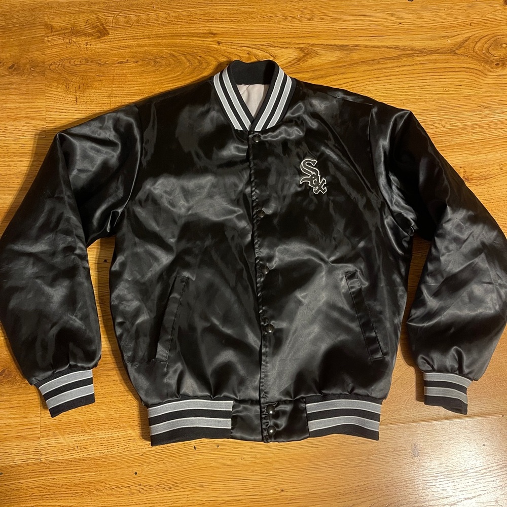 Black Bomber Jacket with Embroidered Logo